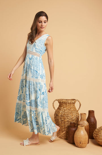 Side View - Kerala Maxi Dress Blue