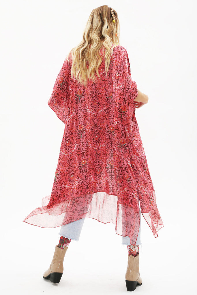 Back View - Only For Daisy Hand Beaded Kimono Vintage Mauve