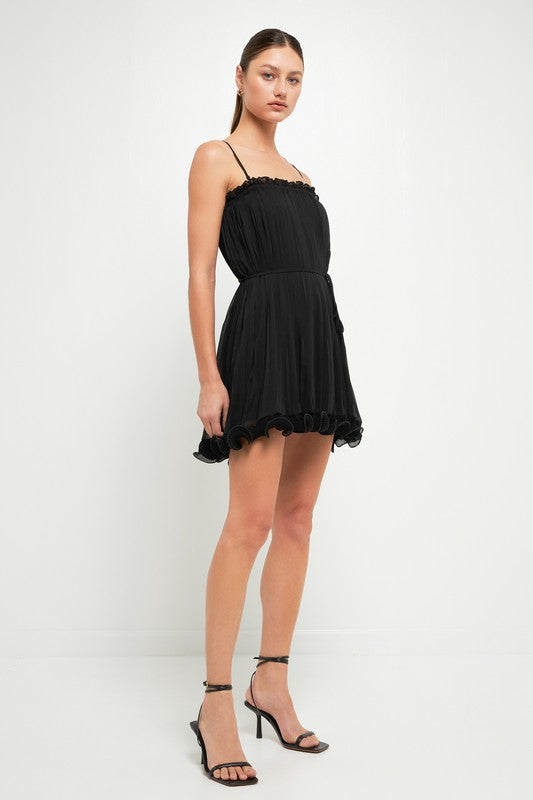 Black Ruffle Mini Dress