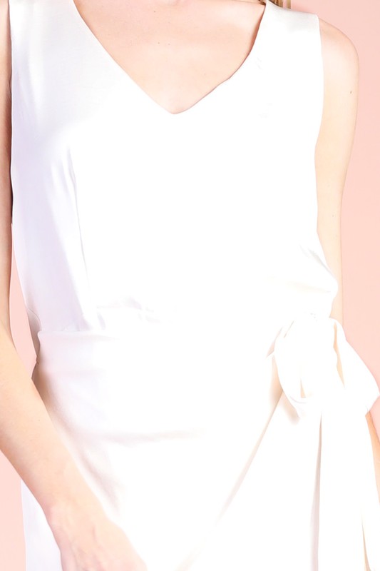 Close View - Ivory Washed Poly Silk Wrap Skirt Mini Dress