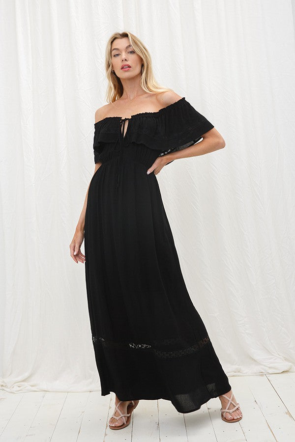 Black Off the Shoulder Maxi Dress