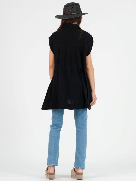 back view - Black Gabriela Button Down Tunic