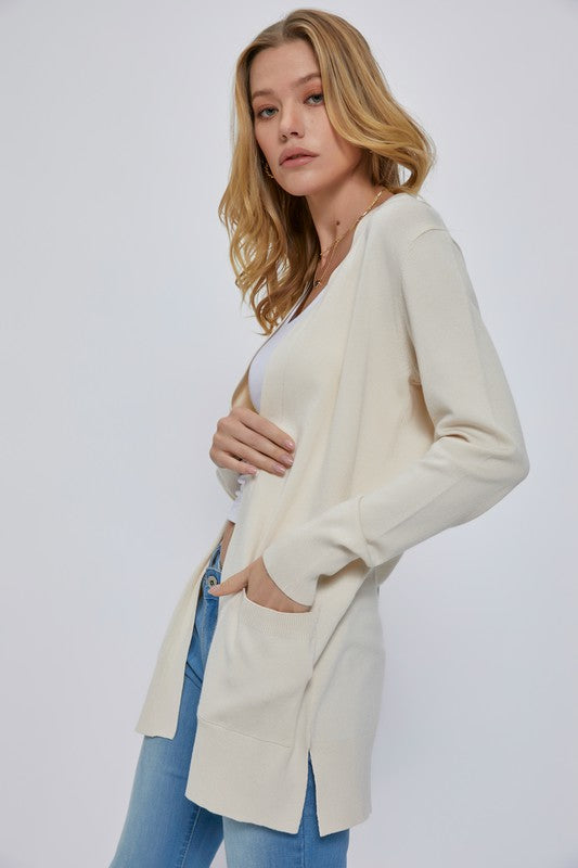 Side view - Cream Light Knit Sweater
