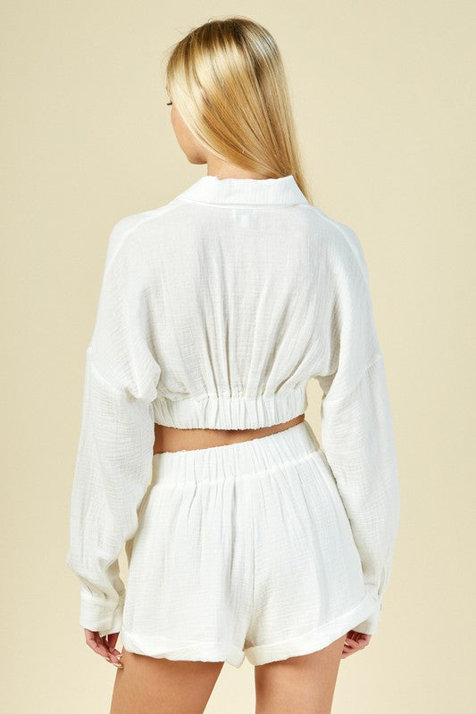back view - Off White Short