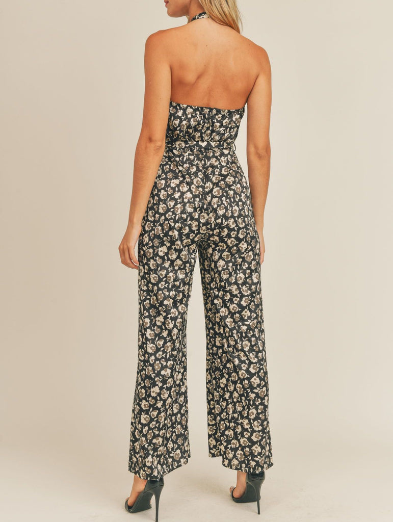 Back View - Prima Rosa Halter Jumpsuit