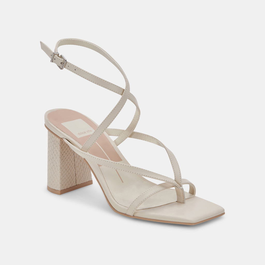 Side View - Paroo Ivory Leather Heel