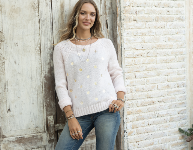 Metallic Snowflake Sweater