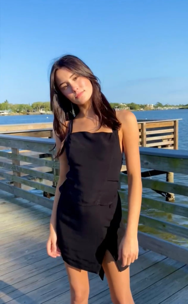 Black Tie Back Top with skirt