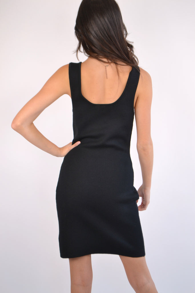 Back View - Bodycon Sweater Dress Black