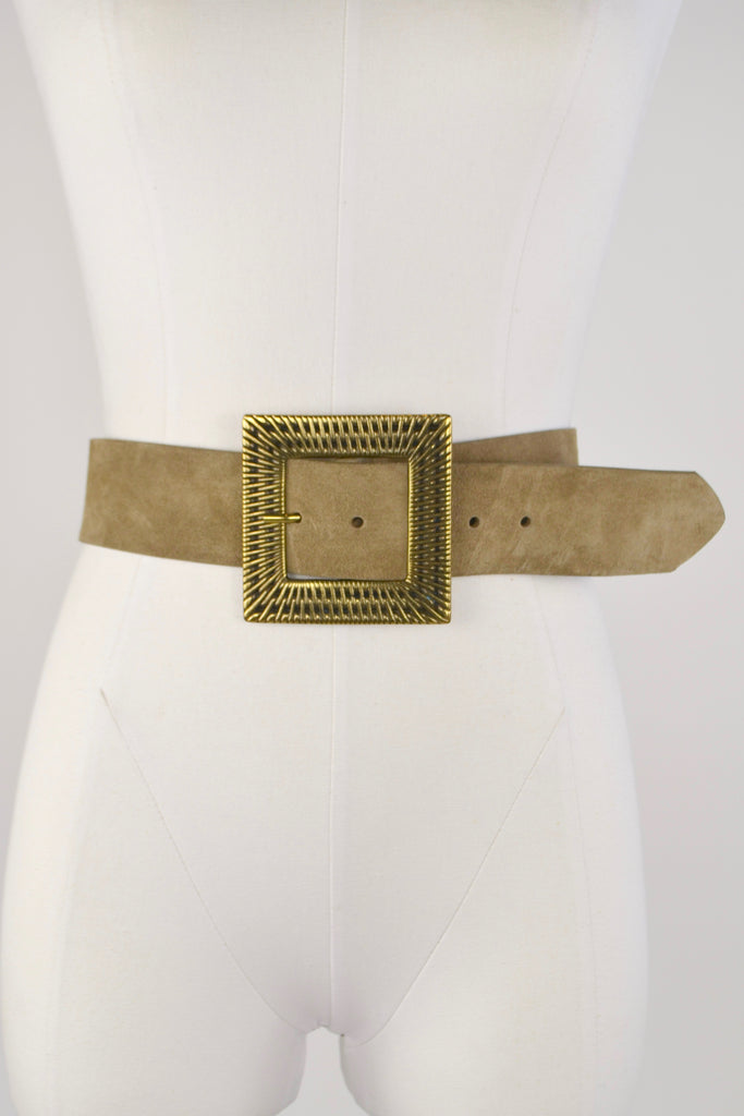 Street's Ahead Beige Suede Square Buckle Belt